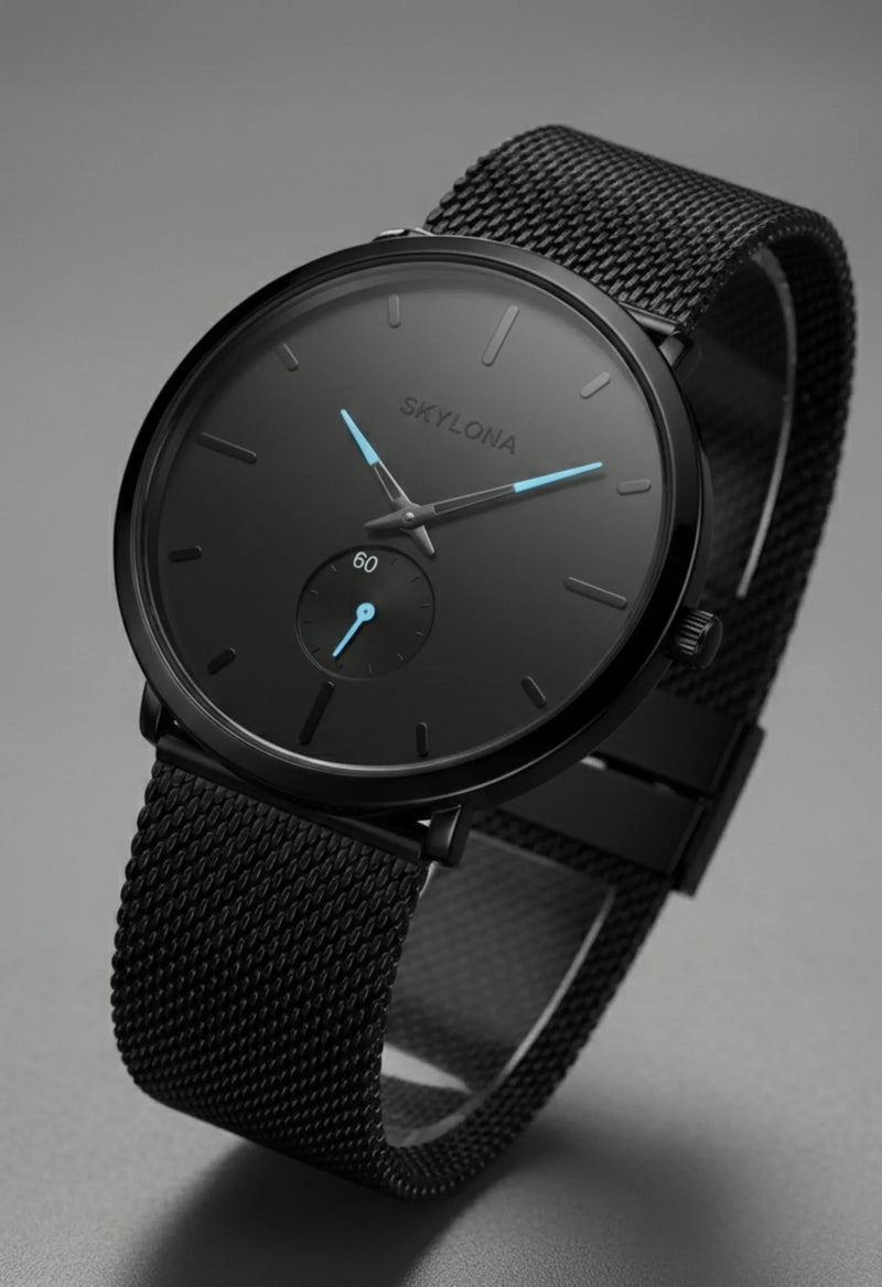 Black Chronograph Watch for Men – SkyLona Classic Collection