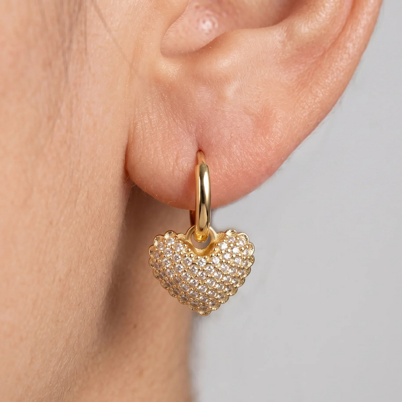 Commute Heart Shape Inlay Diamond Drop Earrings