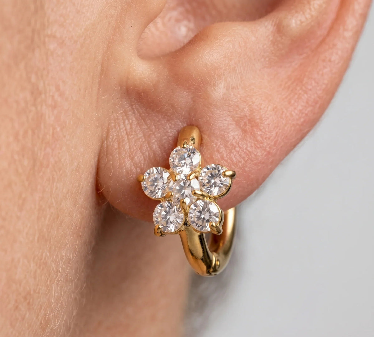Flower Zircon Drop Earrings