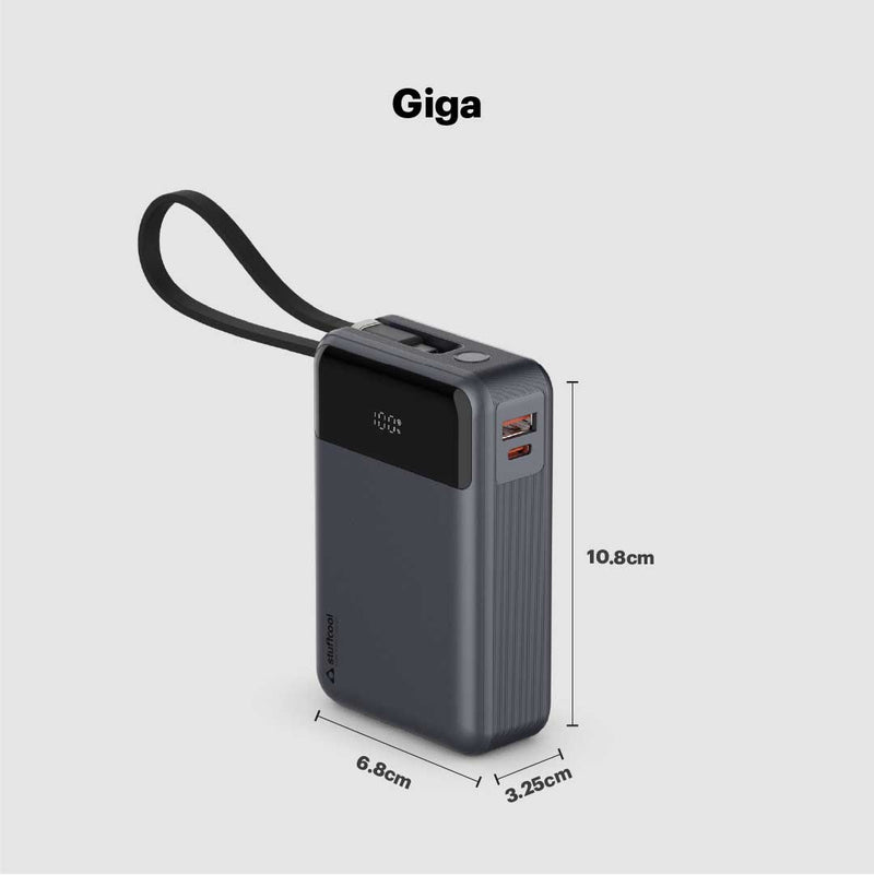 Giga smallest 65W 20000 mAh Powerbank With Built-in Type C Cable