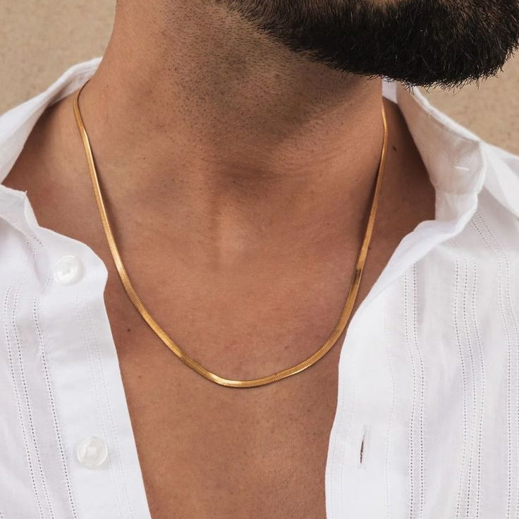 Snake Chain 2mm Gold PVD Water-Resistant Necklace Men India