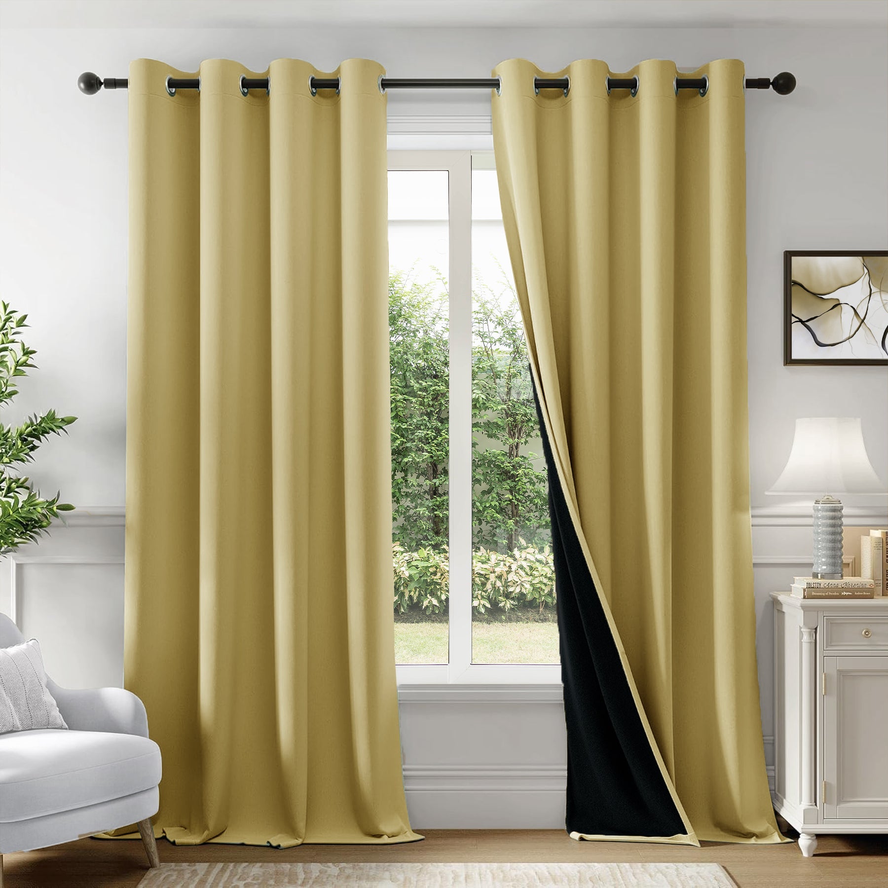 Golden Black Blackout Curtain