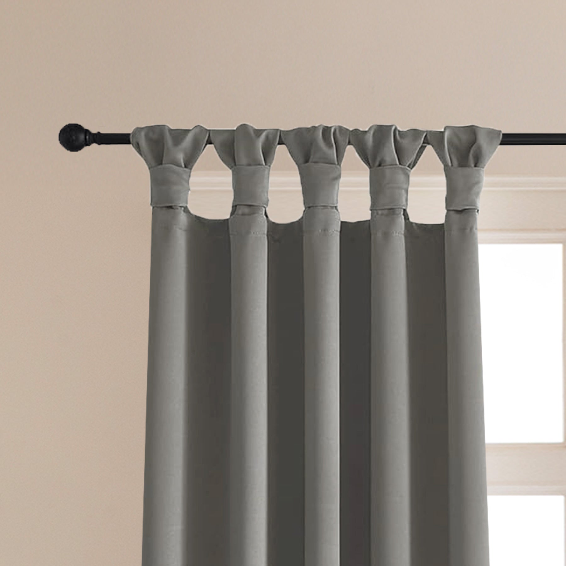 Fort Essential - Twist Tap Top Solid Blackout Curtain (Grey)