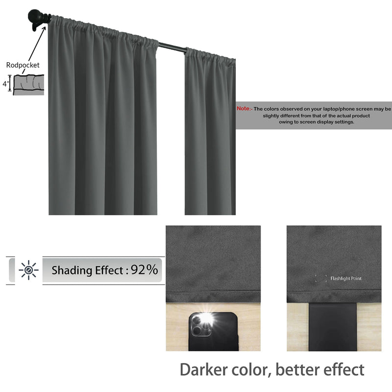 Fort Essential - Rod Pocket Blackout Curtain (Grey)-2