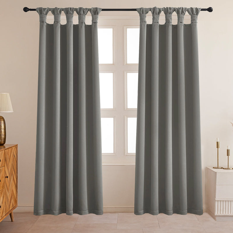 Fort Essential - Twist Tap Top Solid Blackout Curtain (Grey)-1