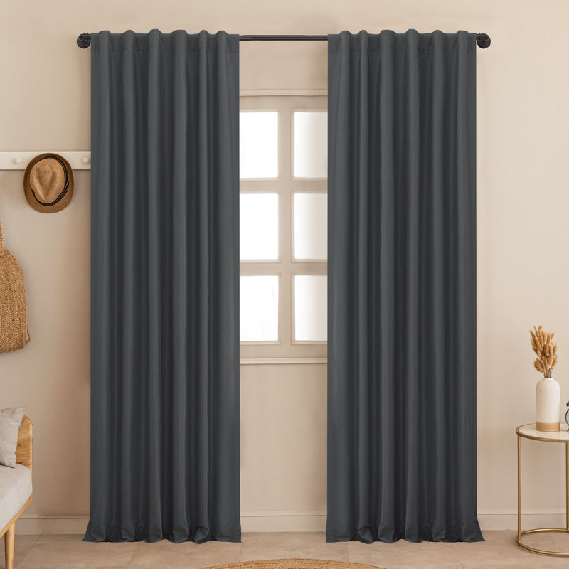 Fort Essential - Back Tab Blackout Curtain (Grey)-1