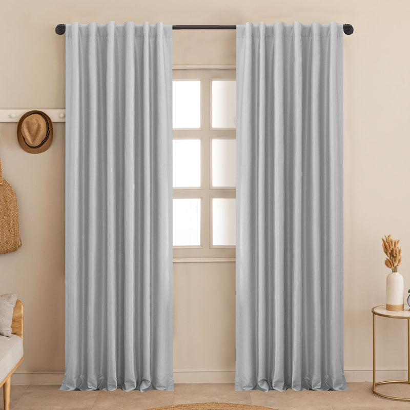 Fort Essential - Back Tab Blackout Curtain (Greyish White)-1