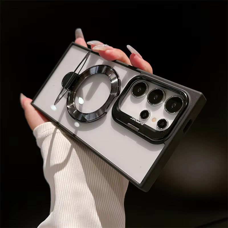 Magnetic Single  Stand Case for Samsung  integrated lens stand back covers