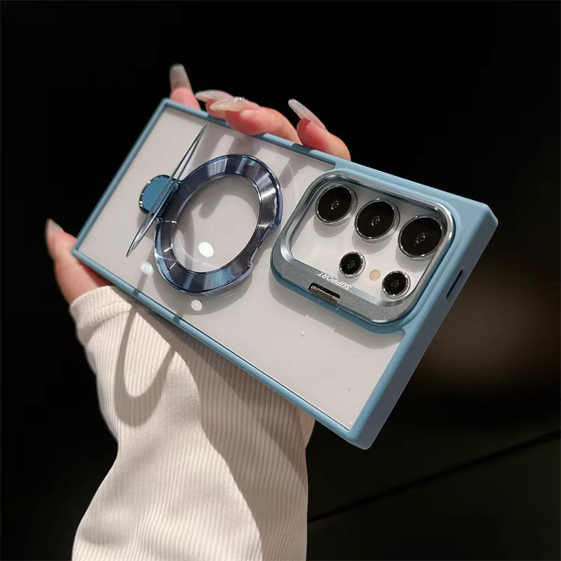 Magnetic Single  Stand Case for Samsung  integrated lens stand back covers