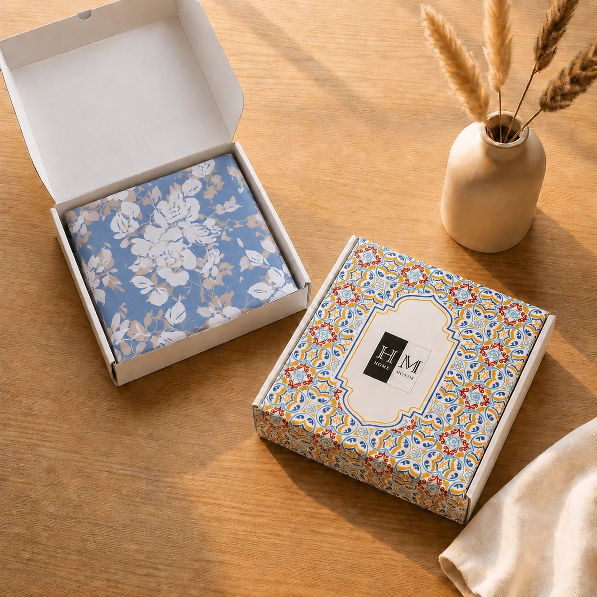 Blossom Haze - Floral Bedsheet (Blue)-1
