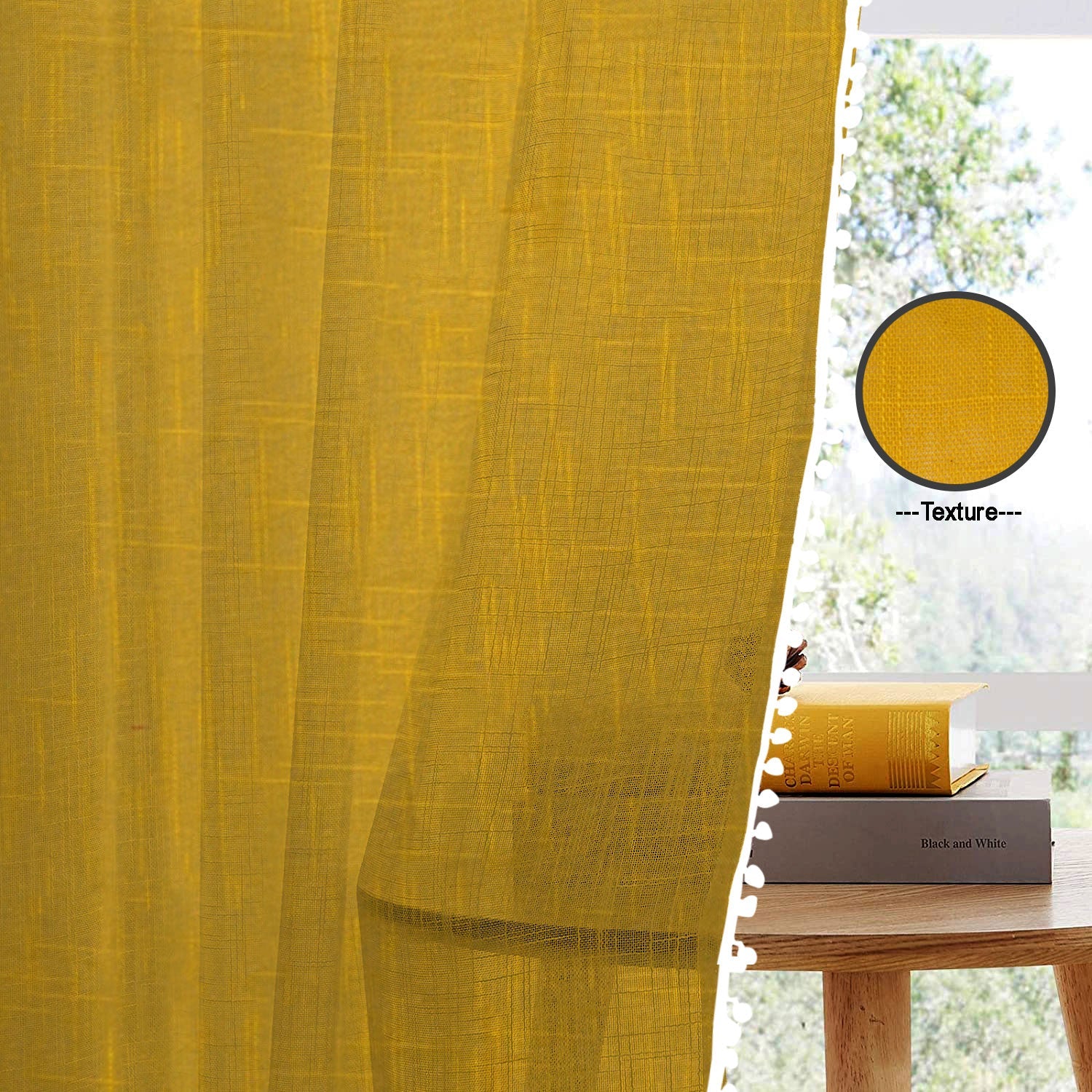 Fort Handpicked Breeze - Rod Pocket Yellow Sheer Curtain-3