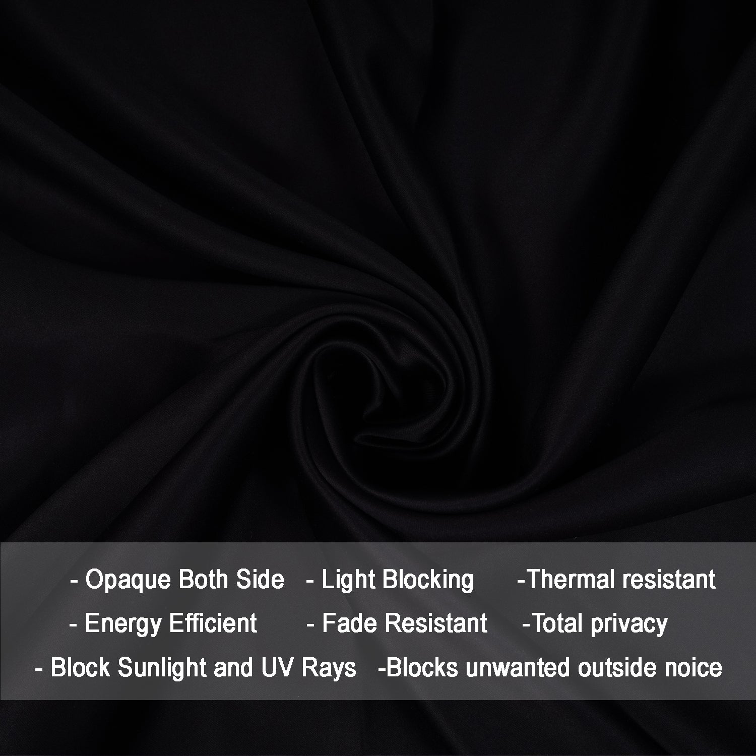 Fort Essential - Twist Tap Top Solid Blackout Curtain (Black)-3
