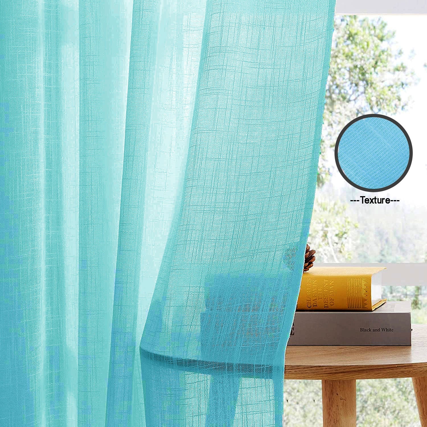 Fort Absolute - Back Tab Solid Sheer Curtain (Celeste)-3