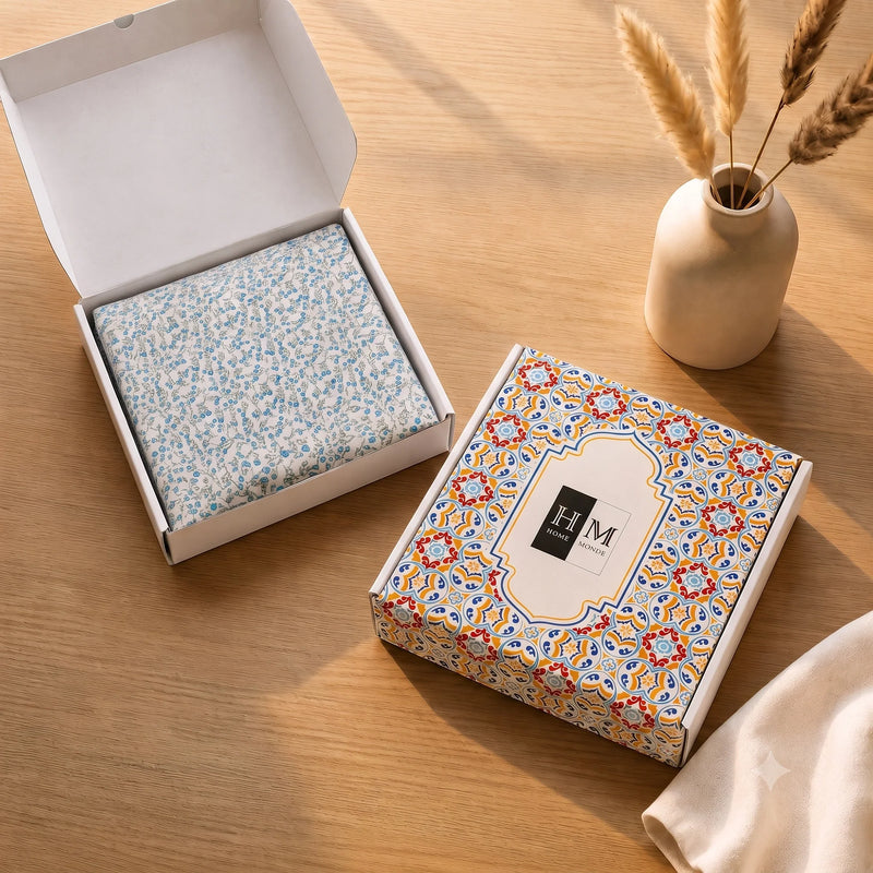 Cotton Dohar - Turquoise & White-1