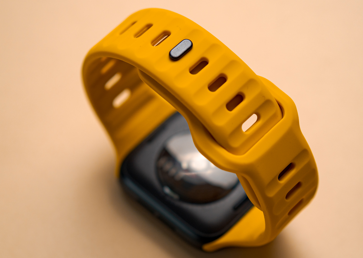 Haldi Yellow Rugged Silicone Apple Watch Band with Pin & Tuck Closure