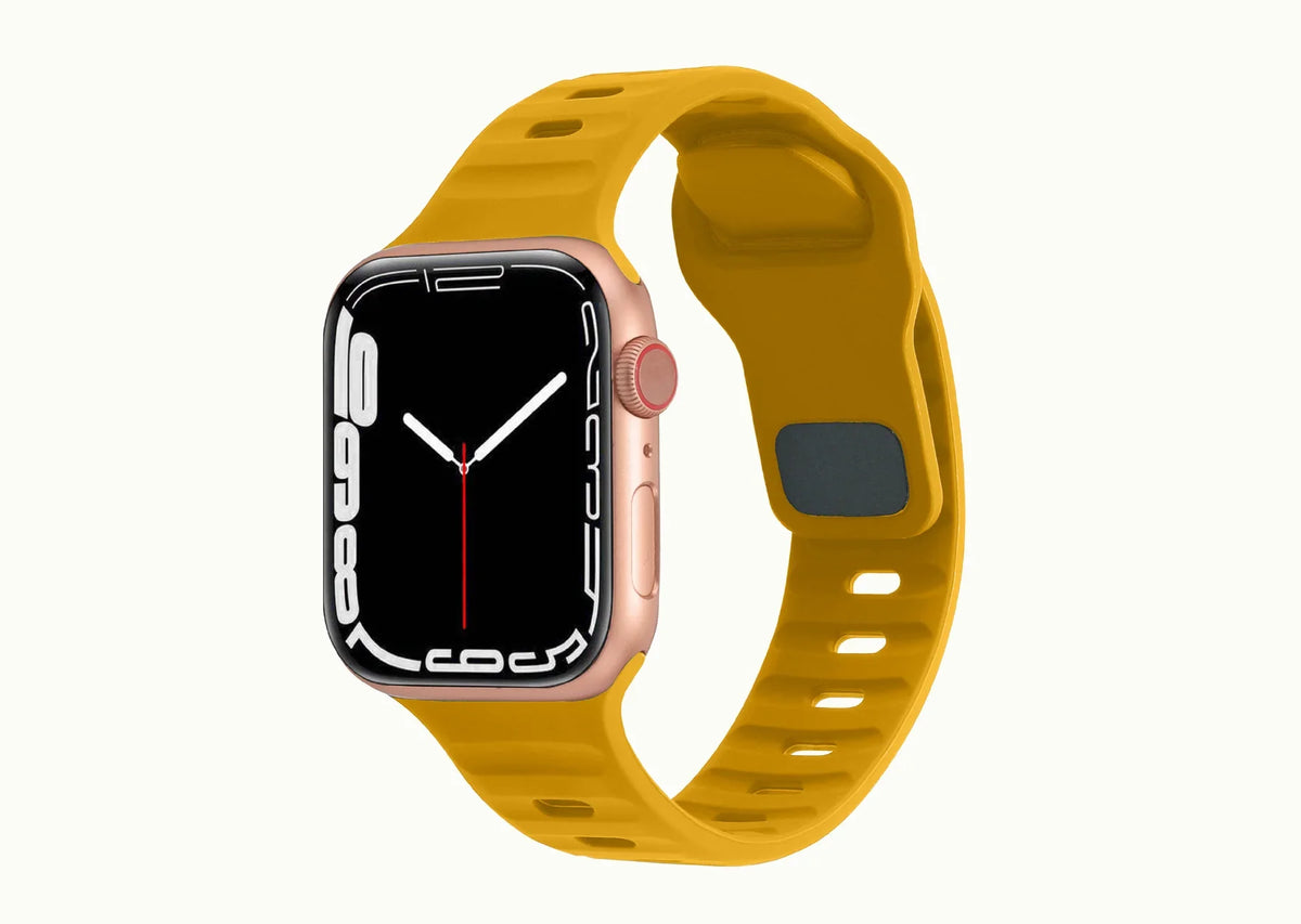 Haldhi Yellow Rugged Silicone Apple Watch Band with Pin & Tuck Closure