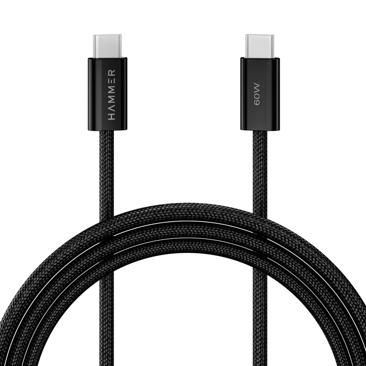 Hammer 60W Type C to C PD Fast Charging Braided 1.2 Meter Cable, Compatible with all C-Type Enabled Devices