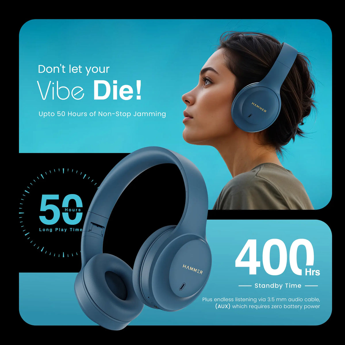 Hammer Vibe ENC Bluetooth Gaming Headphone Long Play Time-9