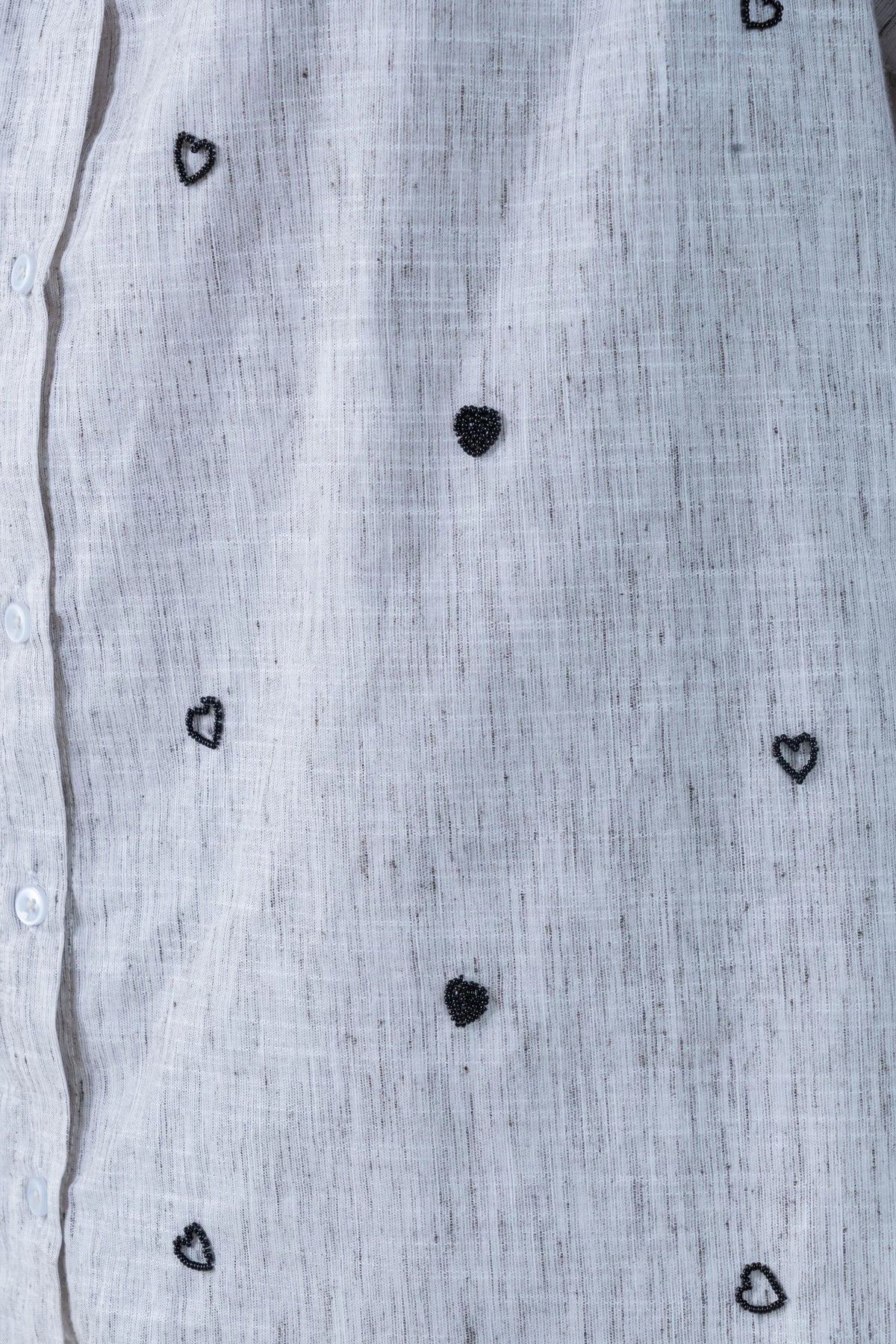 Grey Cotton Co-Ord with Heart Embroidery