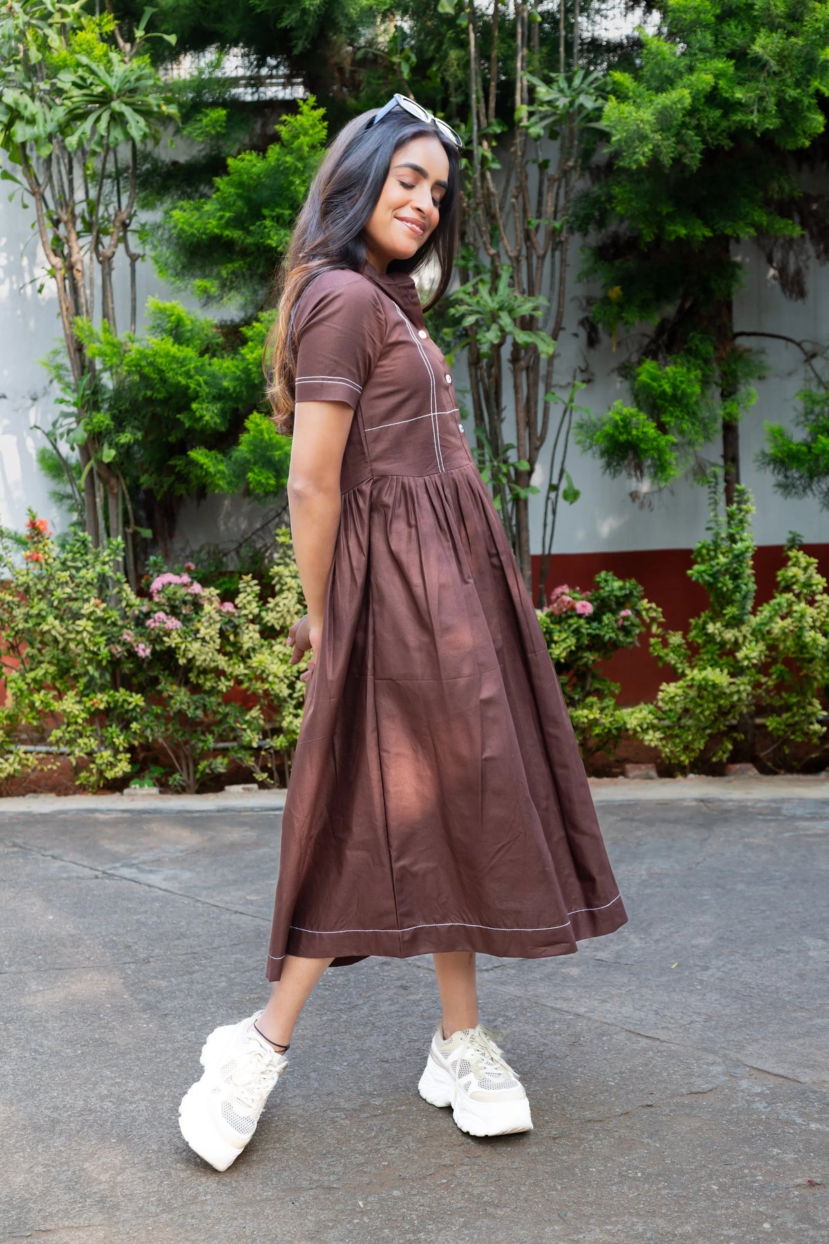 Coffee Brown Cotton Dress