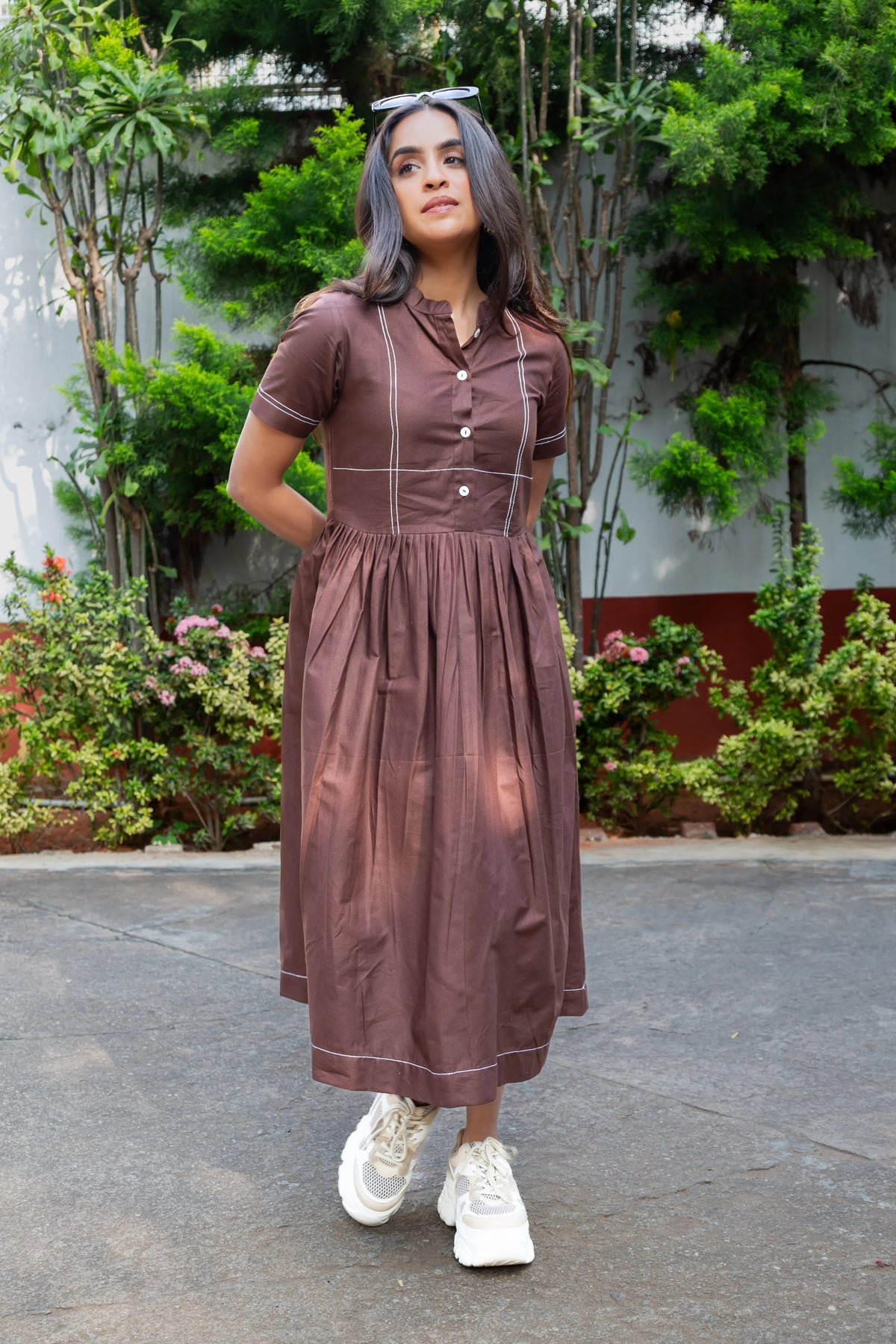 Coffee Brown Cotton Dress
