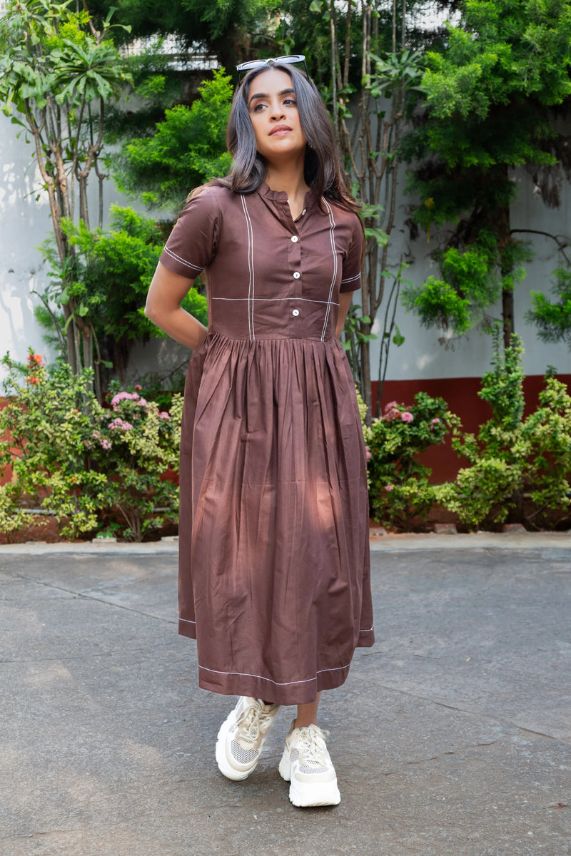 Coffee Brown Cotton Dress