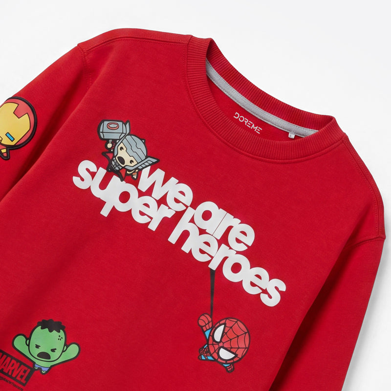 Marvel Super Heroes Graphic Red Cotton Co-ord Set