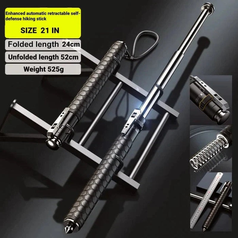 Baton | Safe Hiking Heavy Metal Stick Rod | Automatic Retractable Hiking Stick - Enhanced Self-Defense Rod | Unique Model Available only on Indian Slingshot