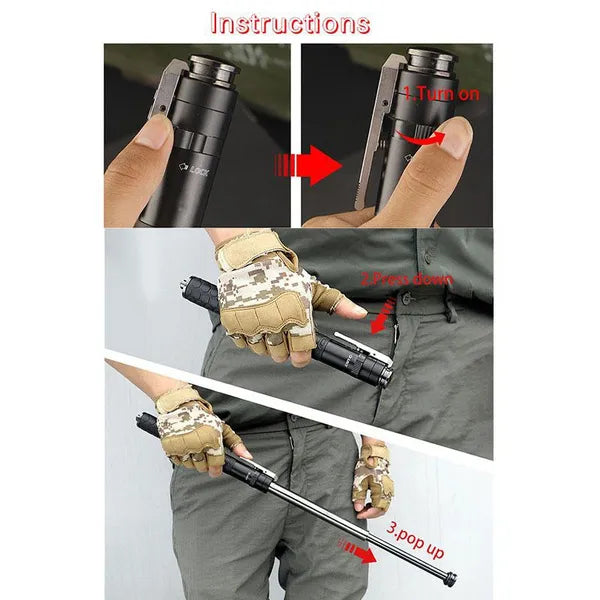 Baton | Safe Hiking Heavy Metal Stick Rod | Automatic Retractable Hiking Stick - Enhanced Self-Defense Rod | Unique Model Available only on Indian Slingshot