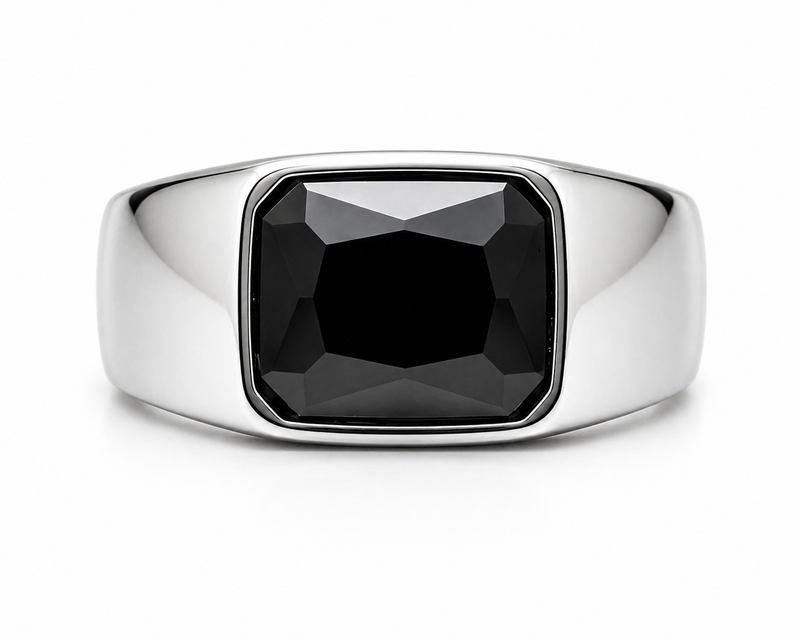 Oxidised Black Rhodium Band Ring Men UniqueJewels.in India