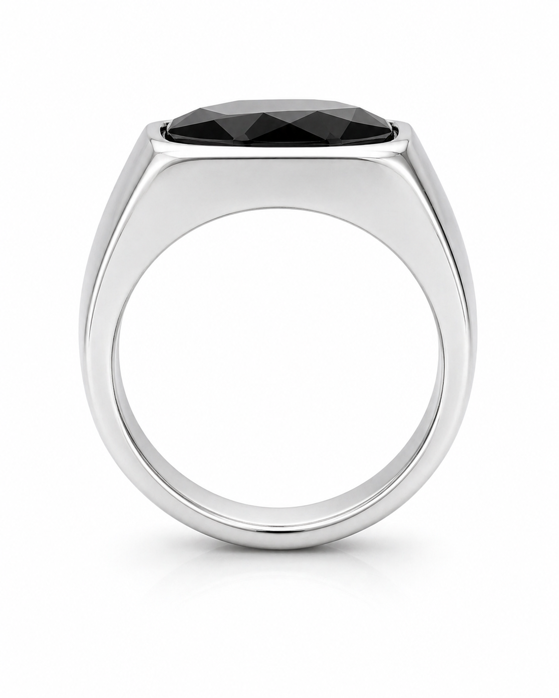Rhodium Black Band Ring Close Up Men Daily Wear India