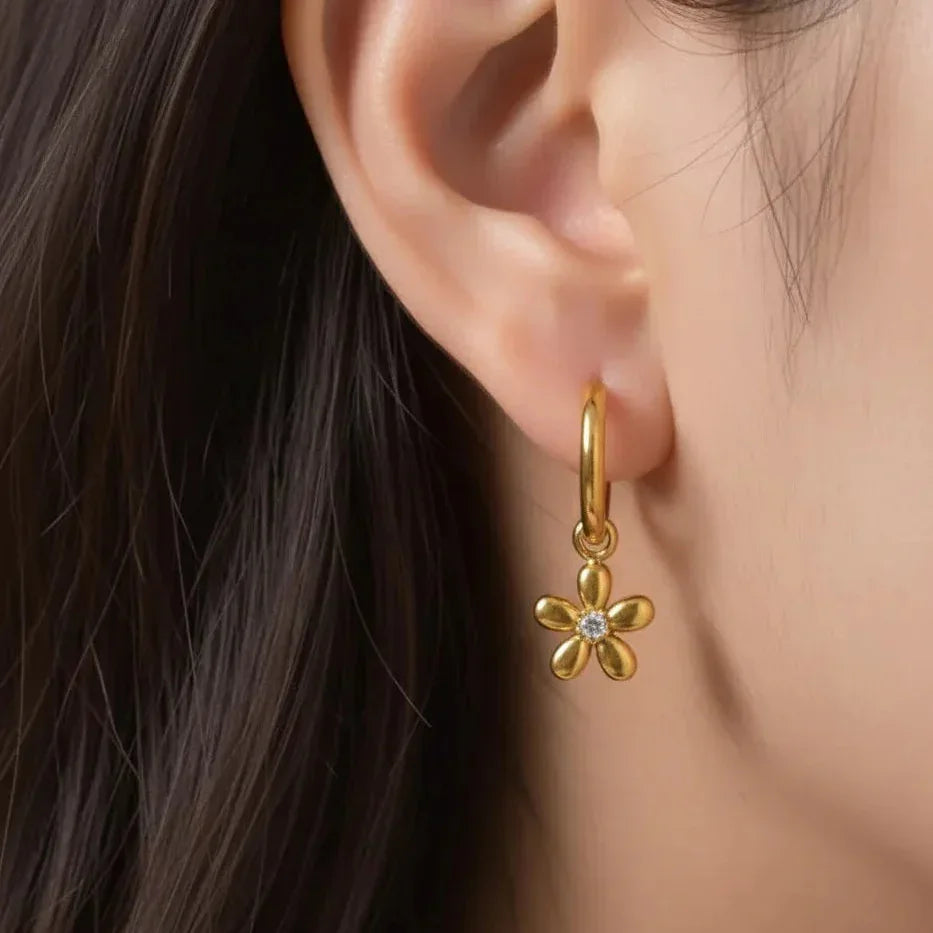 Artistic Flower Hoop Earrings