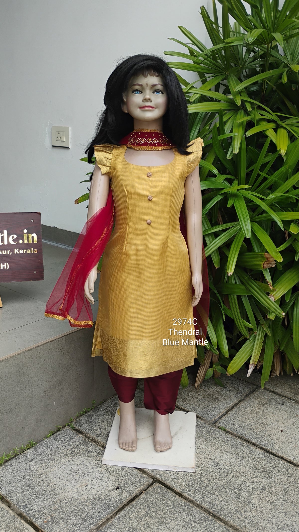 2974C: "Thendral" Golden & Maroon Churidar- Sending in 4-6 days