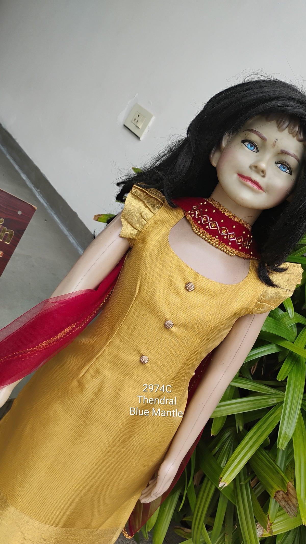 2974C: "Thendral" Golden & Maroon Churidar- Sending in 4-6 days