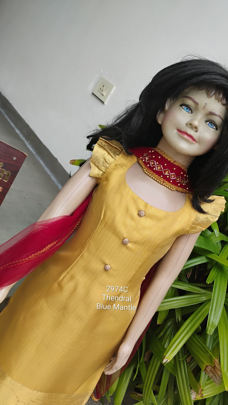 2974C: "Thendral" Golden & Maroon Churidar- Sending in 4-6 days