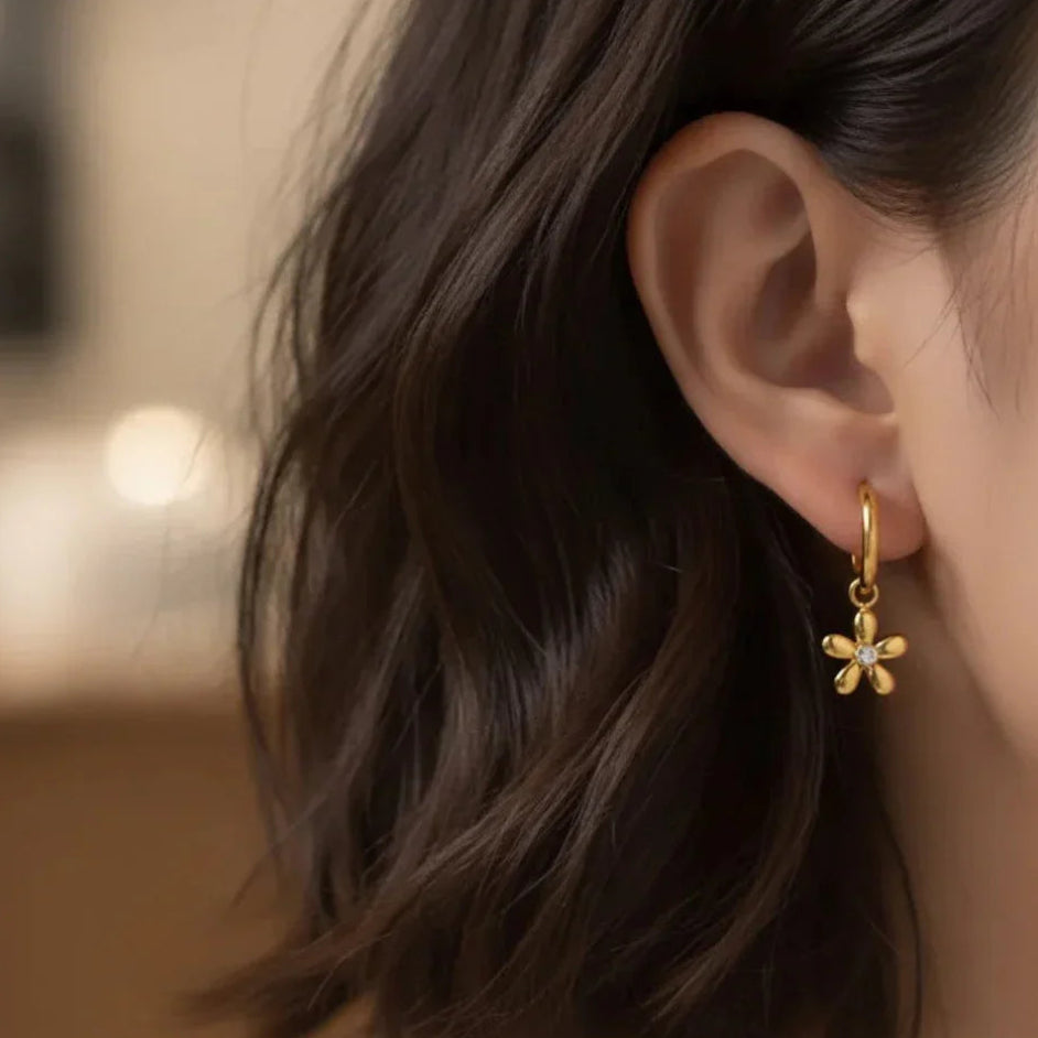 Artistic Flower Hoop Earrings
