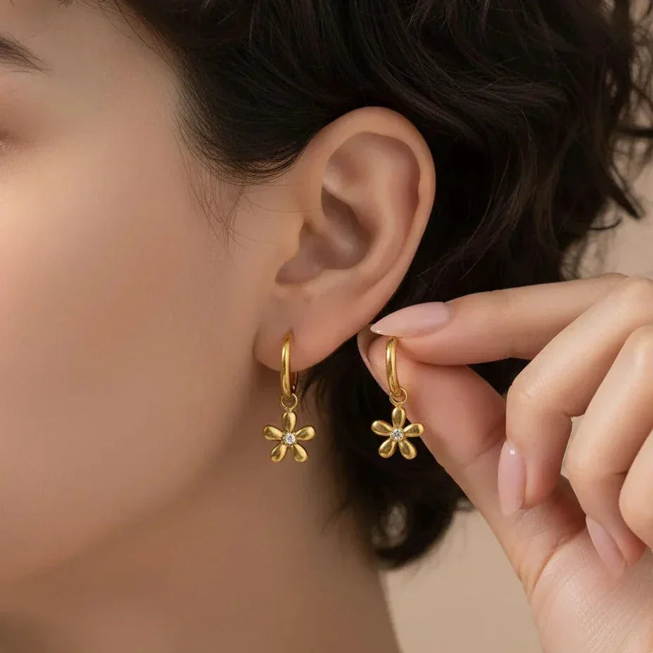 Artistic Flower Hoop Earrings