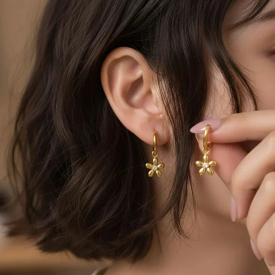 Artistic Flower Hoop Earrings
