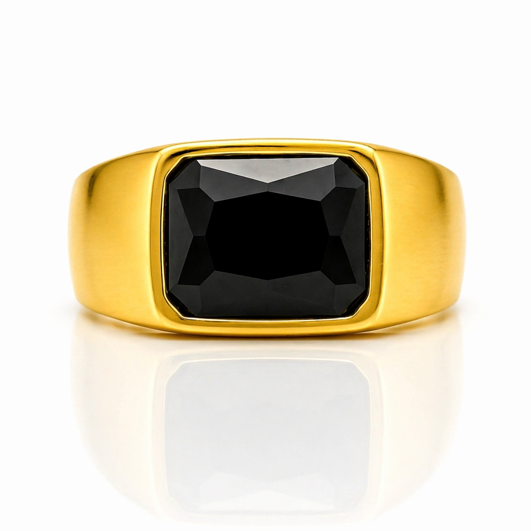PVD Black Rhodium Gold Statement Ring Men UniqueJewels.in India