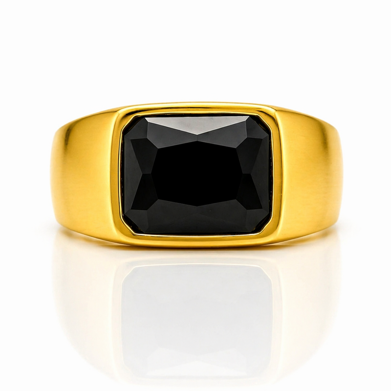 PVD Black Rhodium Gold Statement Ring Men UniqueJewels.in India