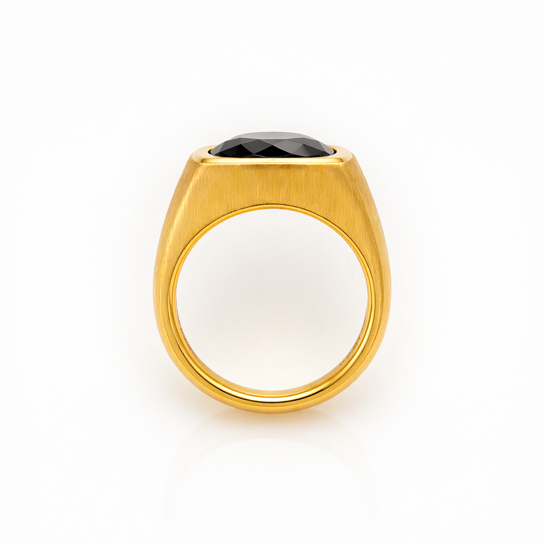 Dual Tone Black Gold Statement Ring Men Stainless Steel India