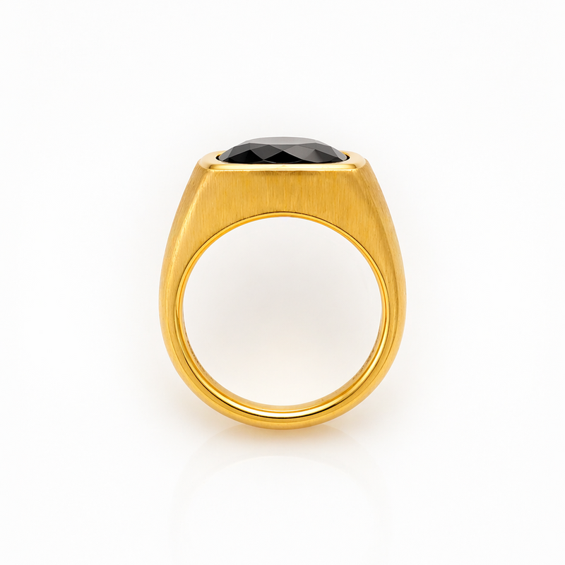 Dual Tone Black Gold Statement Ring Men Stainless Steel India