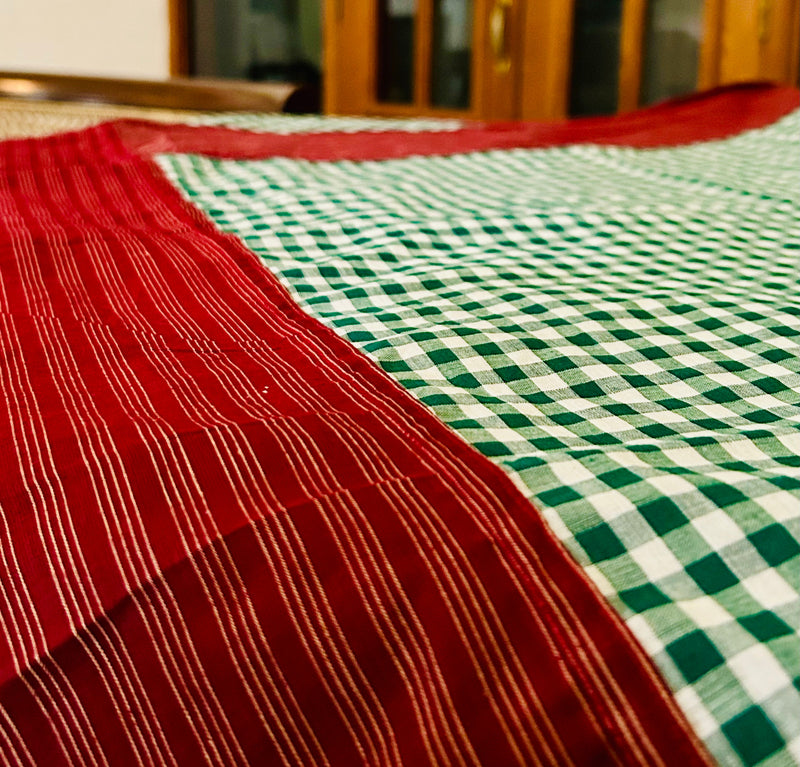Christmas Cheer, handloom cotton single bedsheet (no pillow covers)-4