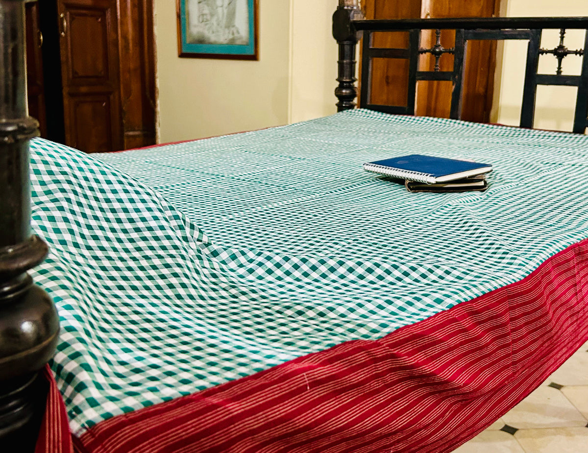 Christmas Cheer, handloom cotton single bedsheet (no pillow covers)-19