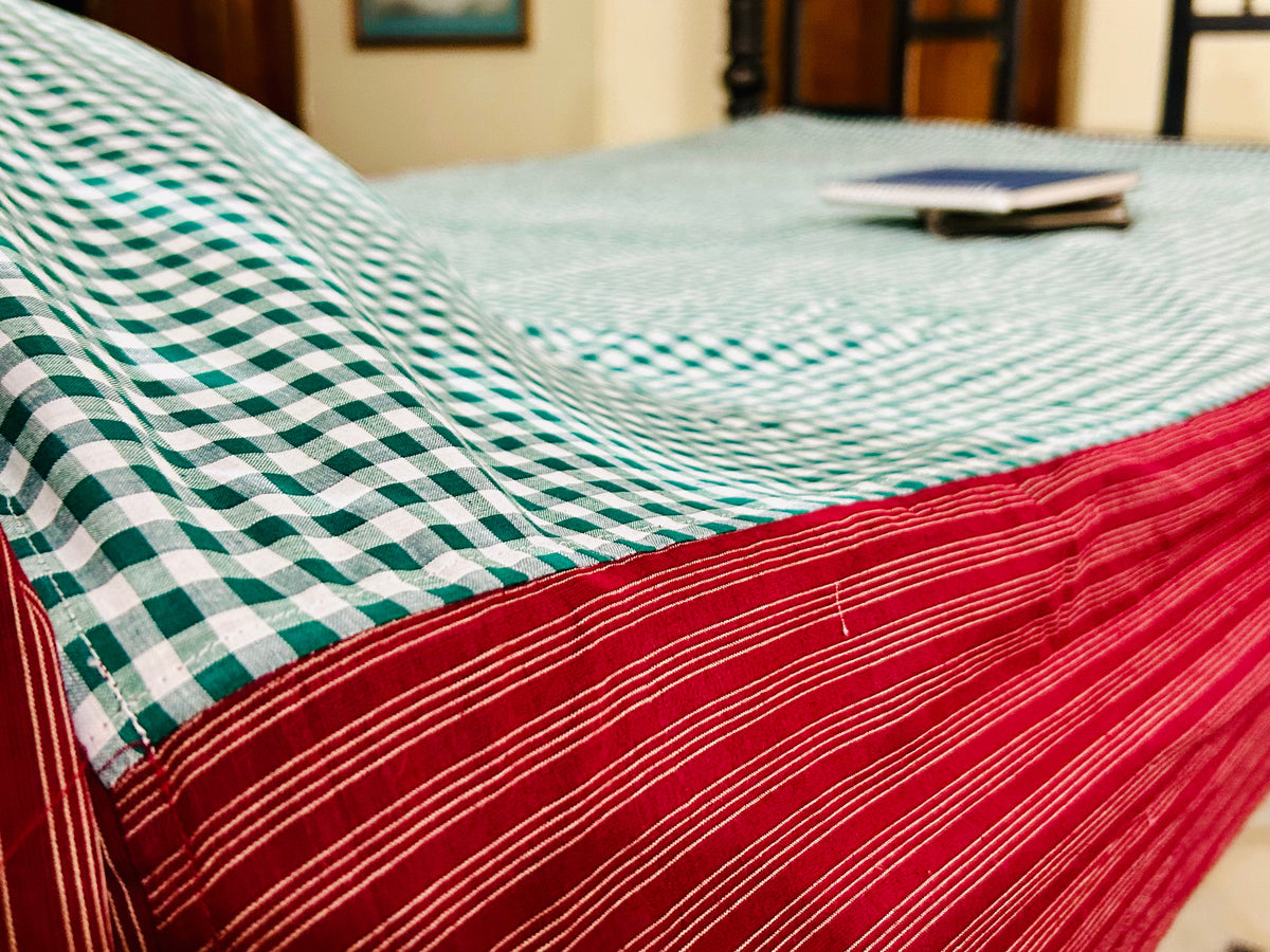 Christmas Cheer, handloom cotton single bedsheet (no pillow covers)-6