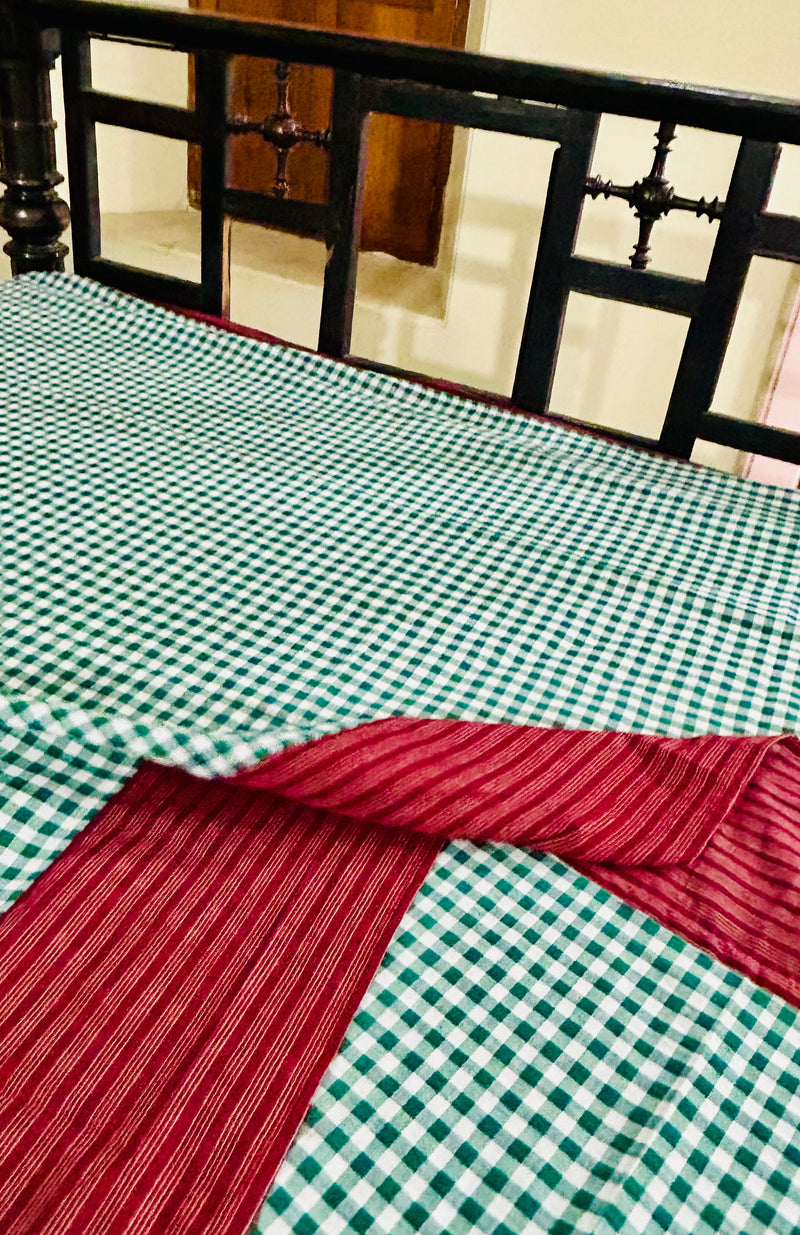 Christmas Cheer, handloom cotton single bedsheet (no pillow covers)-8