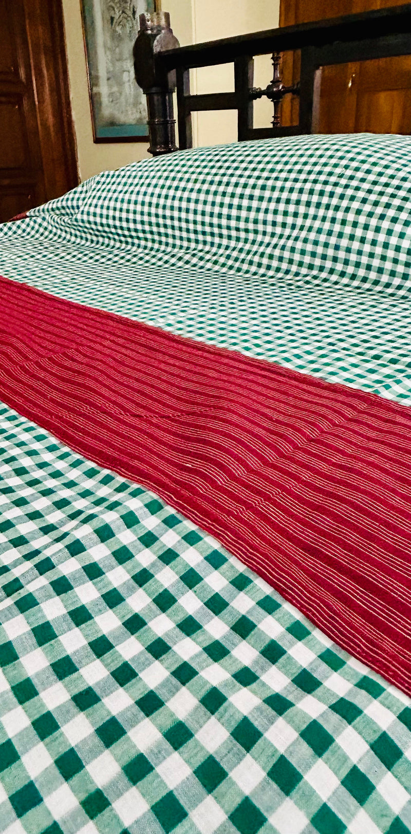 Christmas Cheer, handloom cotton single bedsheet (no pillow covers)-21