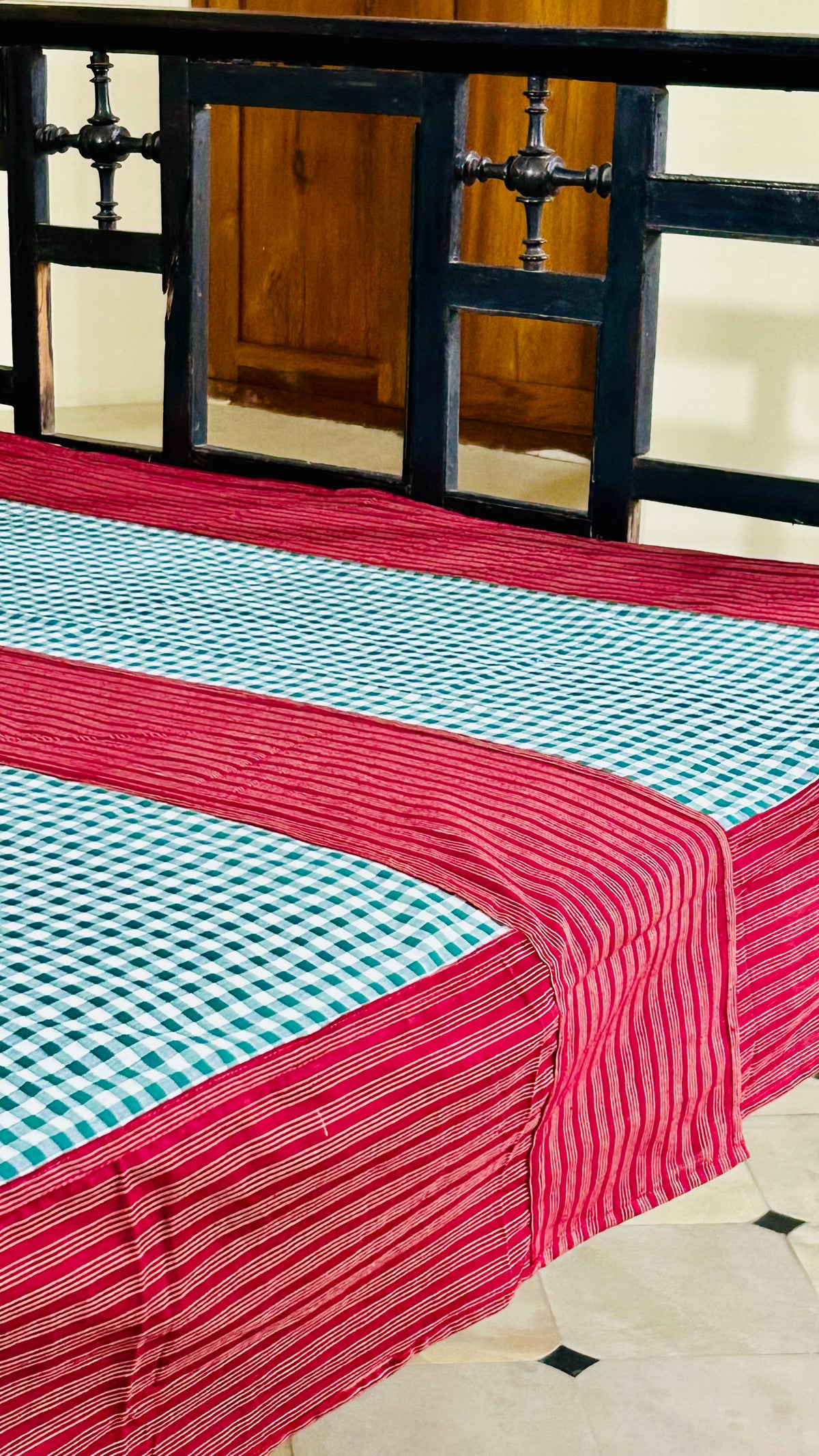 Christmas Cheer, handloom cotton single bedsheet (no pillow covers)-11
