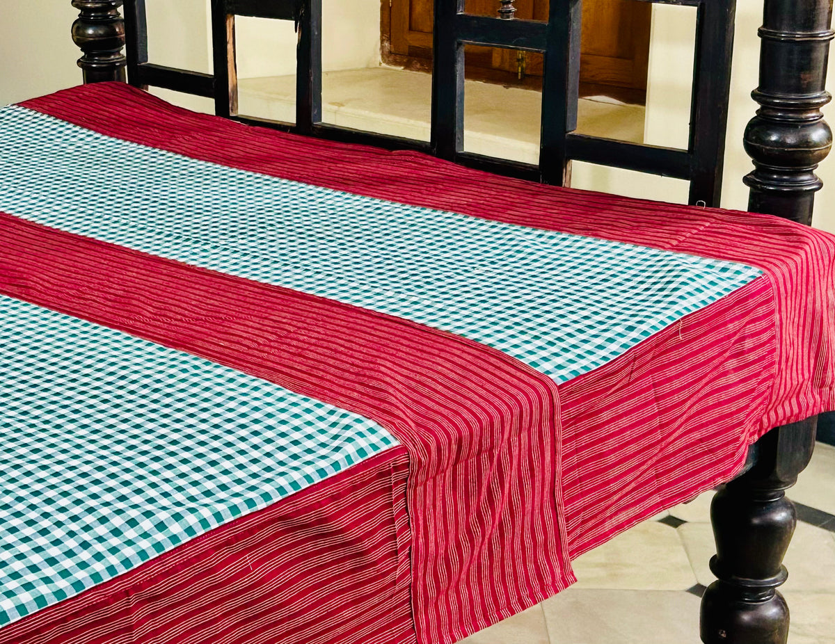 Christmas Cheer, handloom cotton single bedsheet (no pillow covers)-12