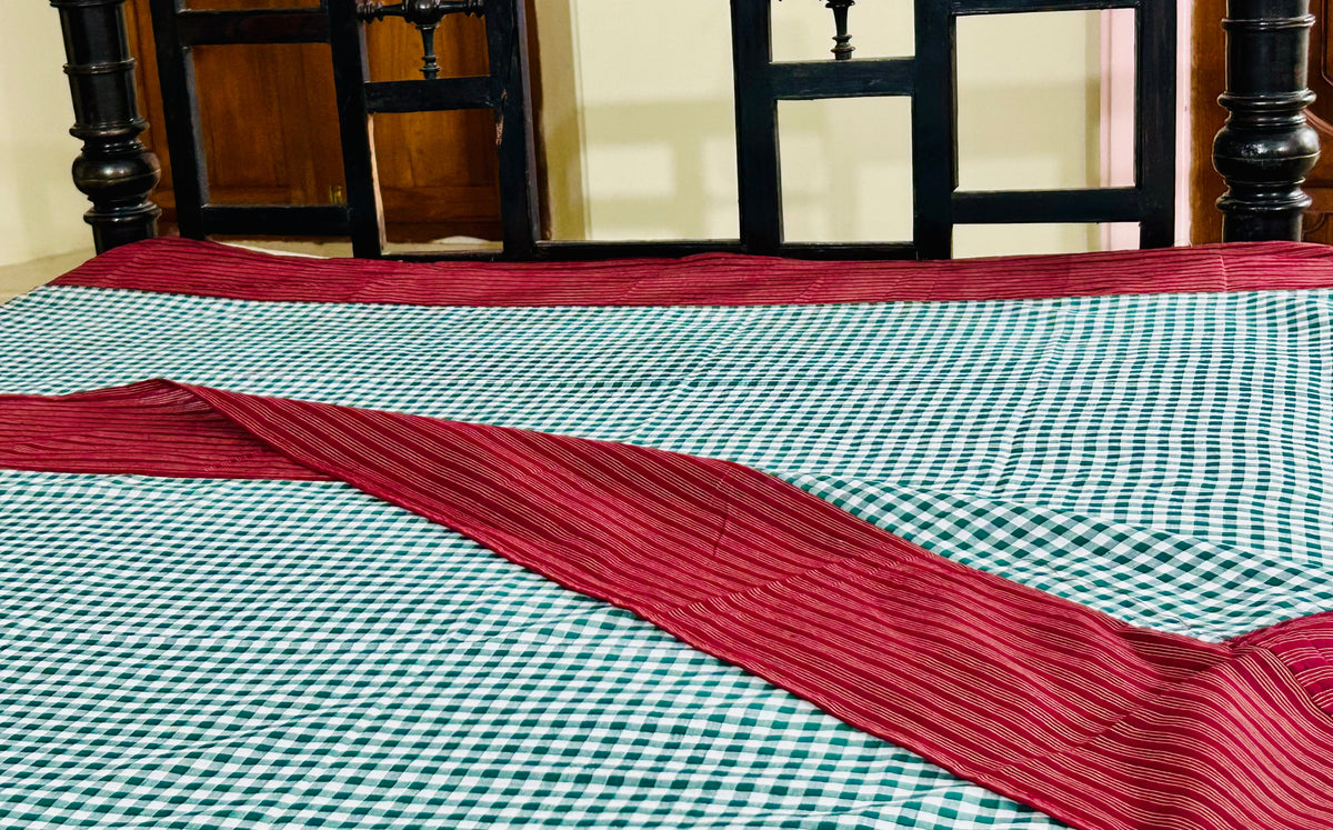 Christmas Cheer, handloom cotton single bedsheet (no pillow covers)-13